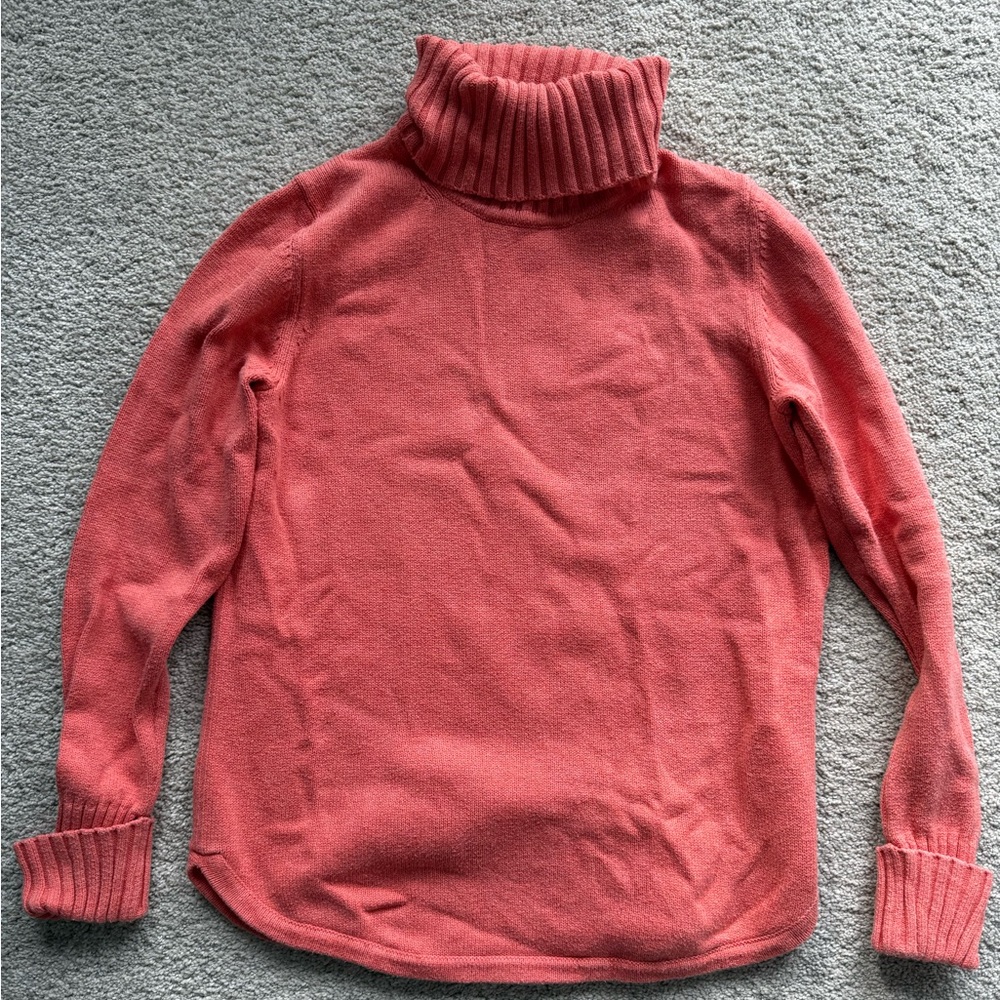 L.L. Bean 100% Cotton Women's Coral Knit Turtleneck Sweater Size S